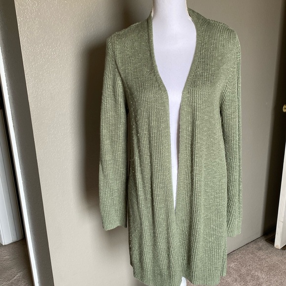 Market and Spruce open front long cardigan, sage, green knit size large - Picture 1 of 5